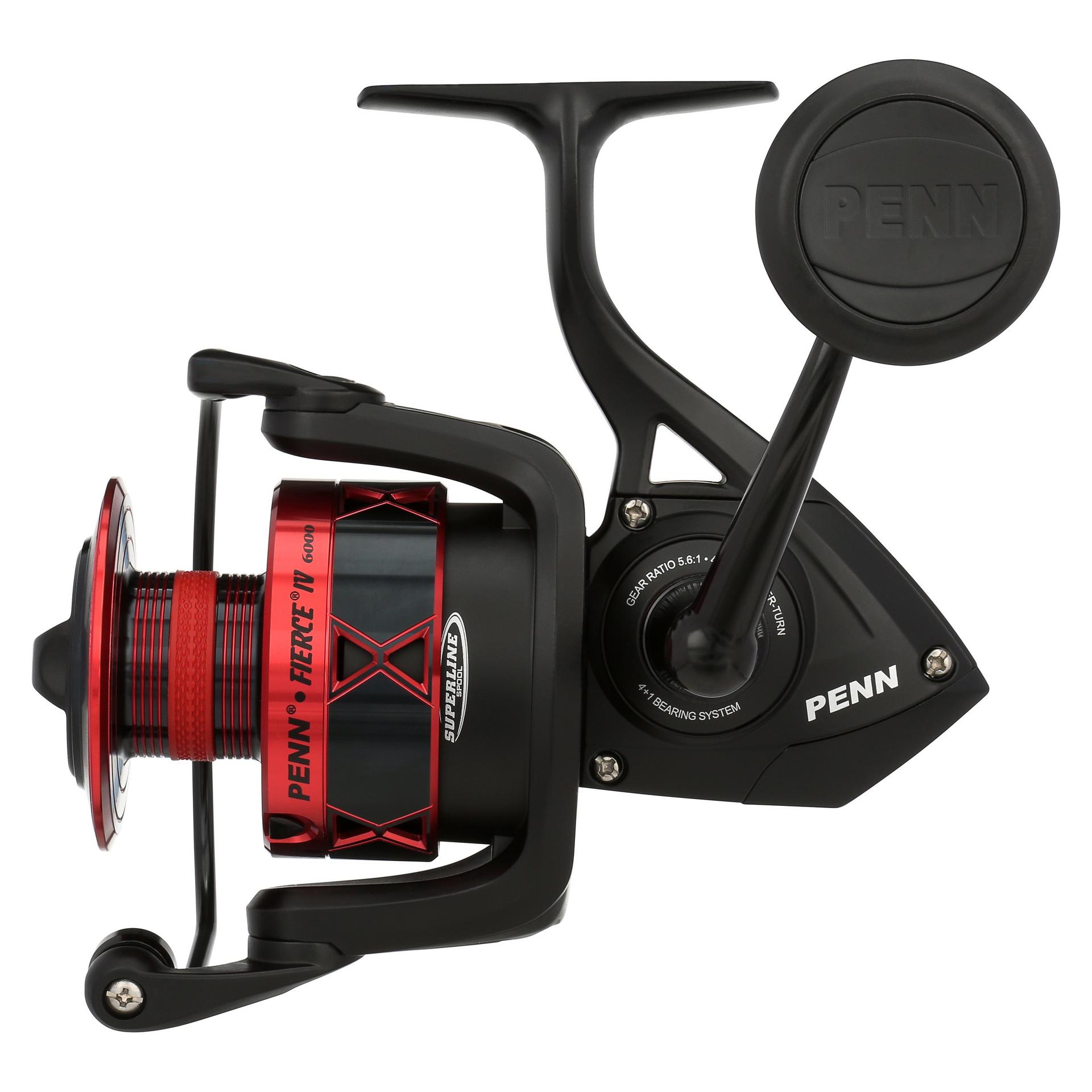 PENN Fierce IV Spinning Reel and Fishing Rod Combo, Black/Red